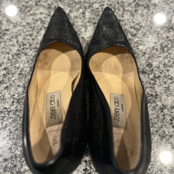 Jimmy Choo London Black Snake Embossed Heels Size 37 - Picture 13 of 13